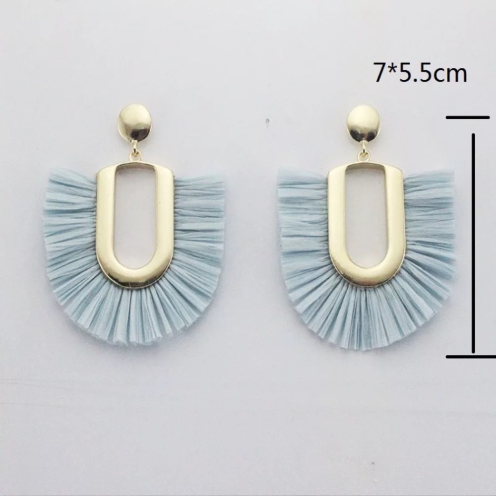 Ellie raffia earrings in blue ice - Picture 3 of 6